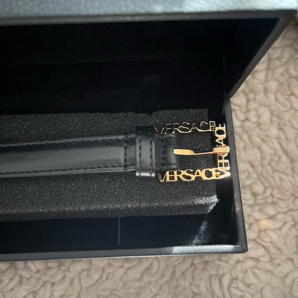 Versace leather logo buckle bracelet